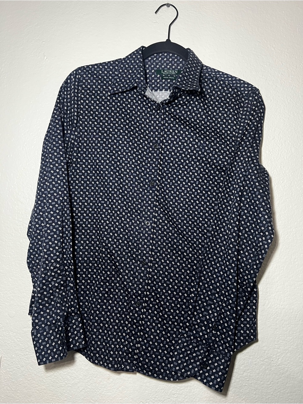 Lauren Ralph Lauren Navy Shirt with White Micro Motif